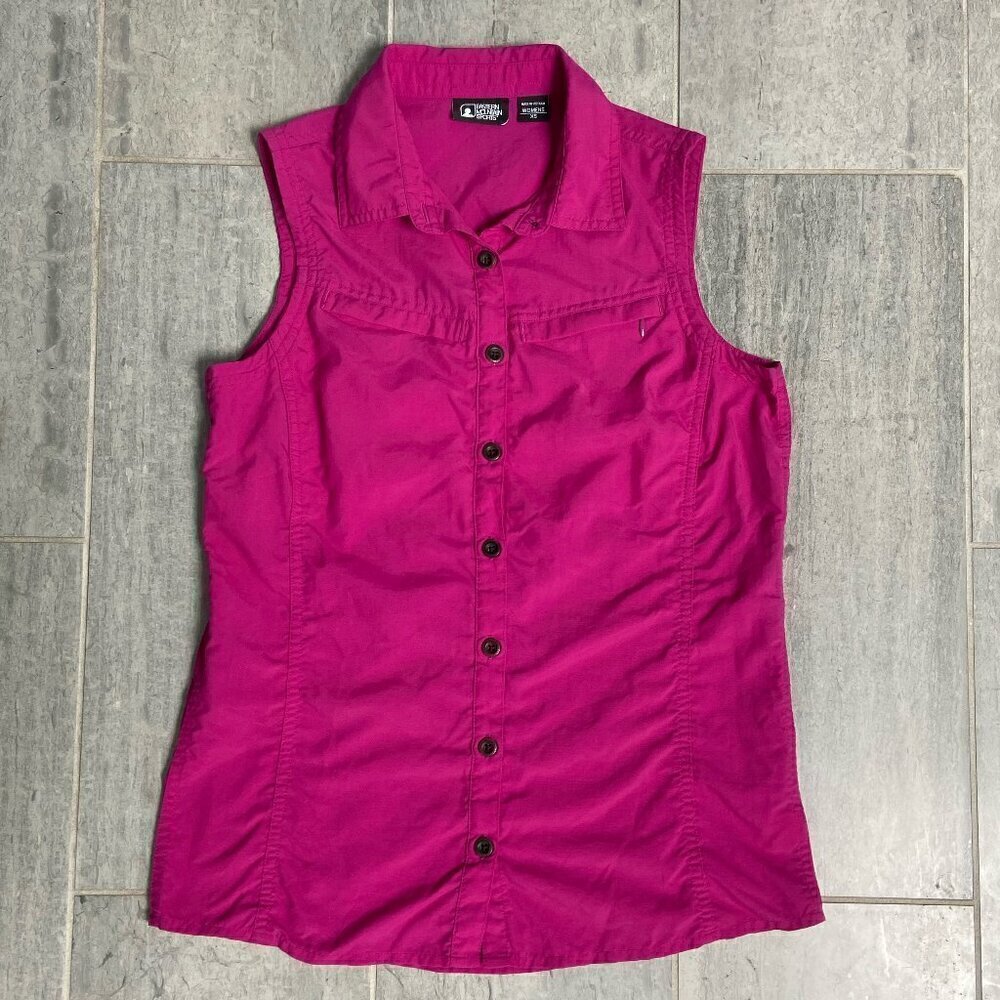 EMS Eastern Mountain Sports Sleeveless Collared Hiking Button Down Shirt Pink XS